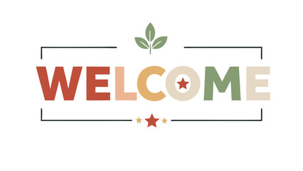Aesthetic Welcome Sign Vector – Unique and Simple Colored Design
