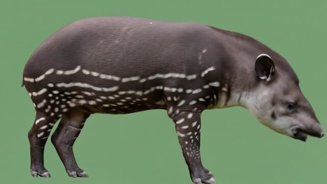 Young tapir foraging dappled hide