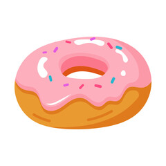 A Delicious Pink Iced Donut Known for its Colorful Sprinkles and Tempting Creamy Frosting