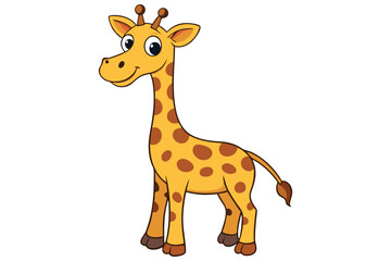 Obraz premium Cartoon Giraffe with Brown Spots and White Background Design