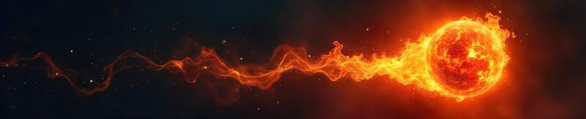 Intense fiery sphere streaks across a dark background, leaving a trail of glowing embers and smoke Perfect for fantasy, magic, and energy-related projects , vortex, fiery