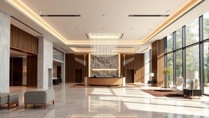 Luxurious Hotel Lobby with Modern Interior Design