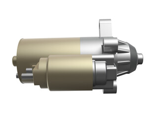 Precision-Engineered 3D Car Starter Motor. Vital Automotive Engine Part and Electrical System Component for Vehicle Ignition and Maintenance. Isolated on Transparent HD Background for Commercial Use.