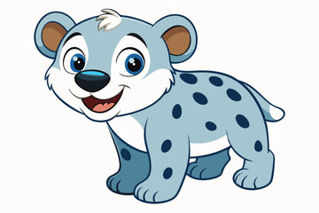Cartoon Hyena Cub with Blue Spots, Smiling Portrait, on White Background
