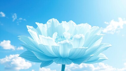 Majestic White Water Lily Bloom Under Bright Sky