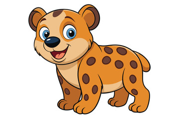 Cartoon Hyena with Spotted Coat, Friendly Expression on White