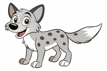 Cartoon Hyena with Polka Dots and a White Background