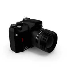 Black 16 MP digital camera isolated on white background 3D render