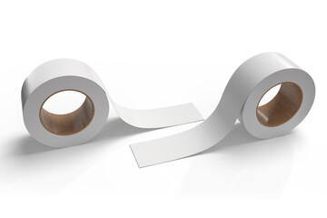 3D realistic duct tape roll mockup isolated on background. Blank template for branding, packaging design, advertising, repair tools. Packaging sticky tape roll, scotch tape or adhesive tape for mockup