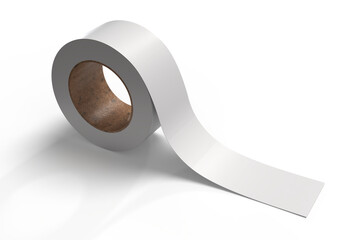 3D realistic duct tape roll mockup isolated on background. Blank template for branding, packaging design, advertising, repair tools. Packaging sticky tape roll, scotch tape or adhesive tape for mockup