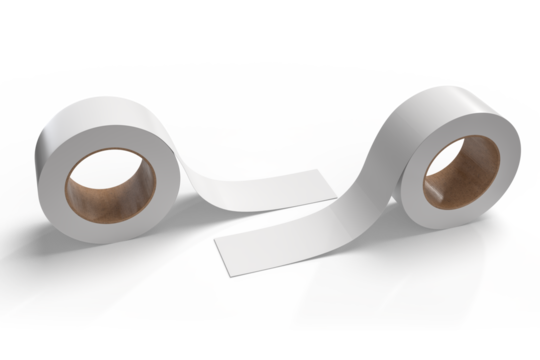 3D realistic duct tape roll mockup isolated on background. Blank template for branding, packaging design, advertising, repair tools. Packaging sticky tape roll, scotch tape or adhesive tape for mockup