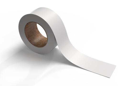 3D realistic duct tape roll mockup isolated on background. Blank template for branding, packaging design, advertising, repair tools. Packaging sticky tape roll, scotch tape or adhesive tape for mockup