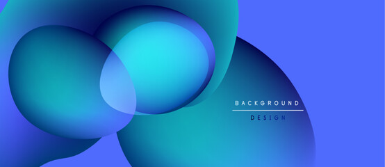 Abstract blue shapes overlap, creating dynamic gradient effect. Minimalist design suitable for backgrounds, presentations. Smooth transitions present.