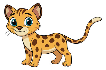 Cartoon Leopard Cub with Whimsical Design and White Background