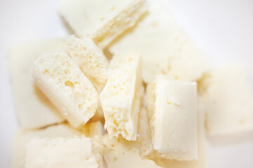 White chocolate chunks, porous white chocolate. Callebaut White Chocolate