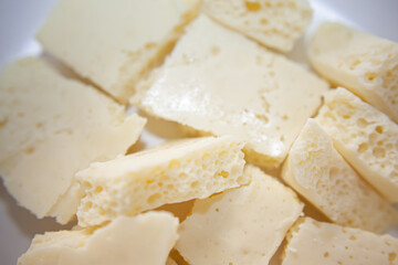 White chocolate chunks, porous white chocolate. Callebaut White Chocolate