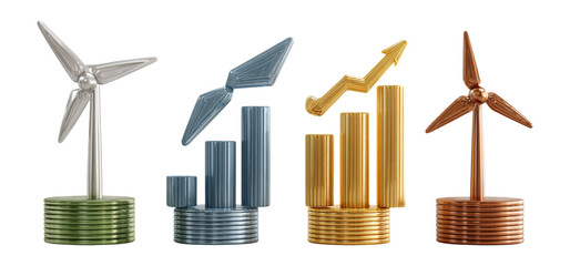 Unique Wind Energy and Growth Graph Statues for Eco Business Themes
