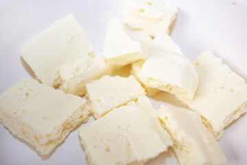 White chocolate chunks, porous white chocolate. Callebaut White Chocolate