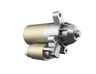 Precision 3D Model of Bendix Drive Starter Motor - High Quality Automotive Electrical Component Representation for Internal Combustion Engine Ignition and Power Transmission, Isolated Studio Shot.