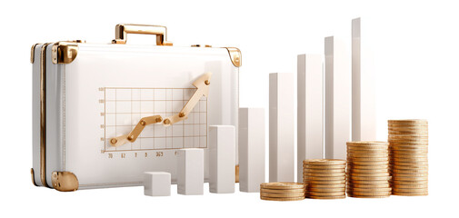 Briefcase with Graph and Coins Symbolizing Financial Growth