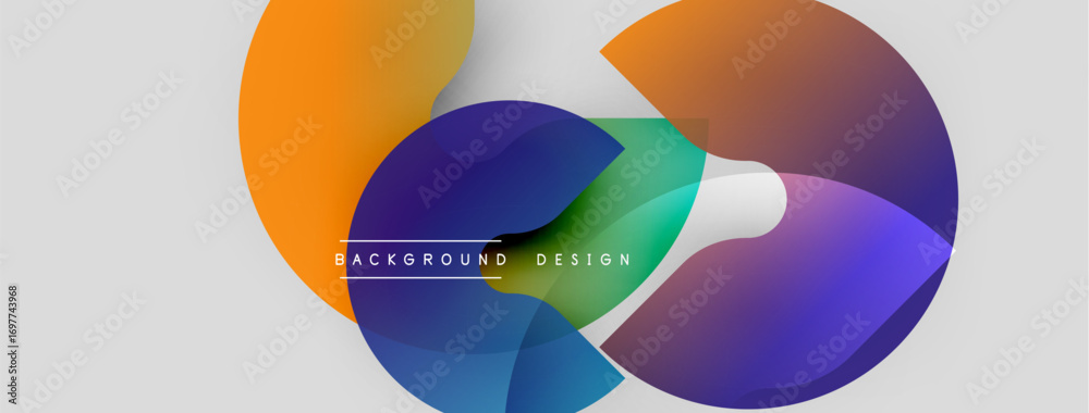Wall mural Abstract colorful shapes overlap. Gradient hues blend, creating dynamic visual effect. Modern design element for backgrounds.