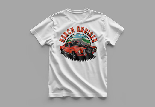 Tshirt Design With Car Illustration