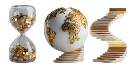 Abstract Concepts of Time, Wealth, and Progress in 3D Design