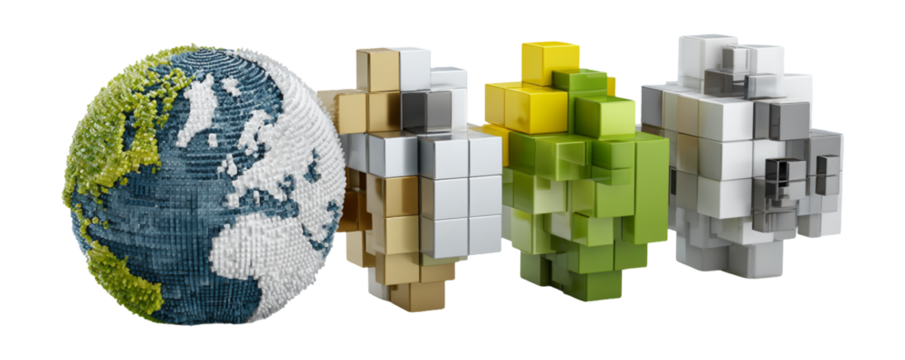 Colorful 3D Cubes Representing Earth and Nature in Creative Design