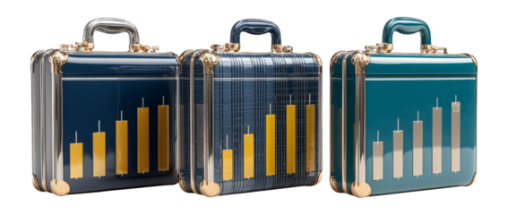 Stylish Briefcases with Financial Chart Designs for Business Professionals