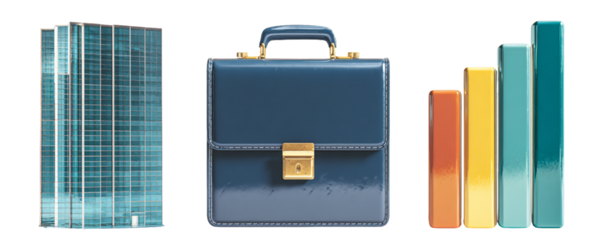 Business Growth Concept with Briefcase and Graphical Representation