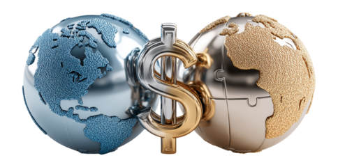 Global Economy Concept with Dollar Sign and Earth Elements