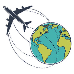 &ldquo;Airplane flying around globe vector&rdquo;