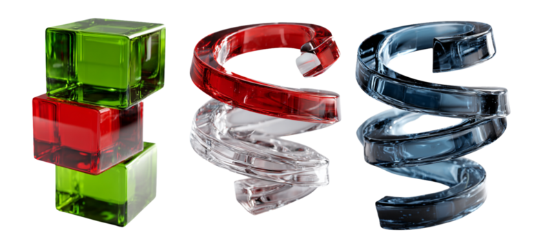 Colorful geometric shapes in various arrangements and designs