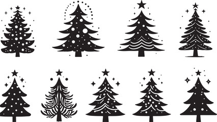 Minimalist Black and White christmas Tree silhouette