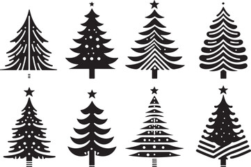 Minimalist Black and White christmas Tree silhouette