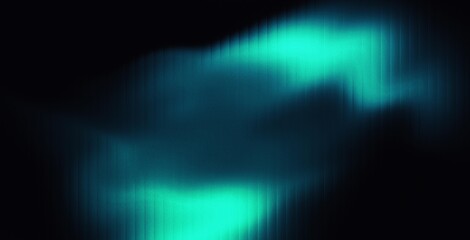 Abstract background of dark green glossy liquid gradient with stripes effect. Wavy striped glass refraction.