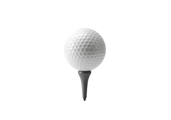 Close-up shot of a white golf ball perched on a tee ready for play