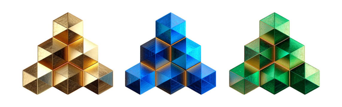 Abstract Geometric Shapes in Golden, Blue, and Green Colors