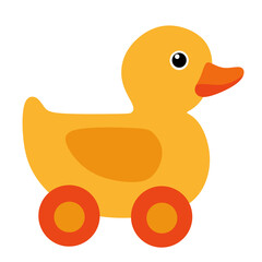 Rubber Duck Toy with Wheel Icon Illustration