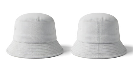 Blank White Bucket Hat Mockup - Front And Back Views