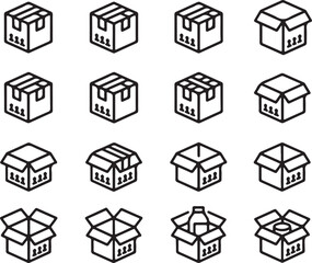 Isometric Cardboard Box Icon Set A Versatile Symbol for Packaging Delivery and Storage Needs