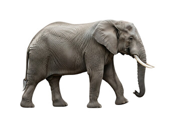 Obraz premium Majestic african elephant walking in profile Isolated on transparent background