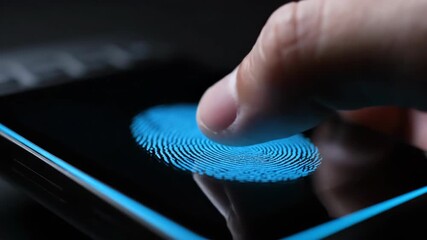 Fingerprint Scanner Authentication on Smartphone Screen - Powered by Adobe