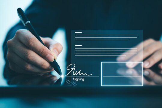 Digital signature concept signing document online with pen on tablet e signature agreement contract 100 - Powered by Adobe