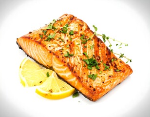 Grilled salmon fillet with lemon