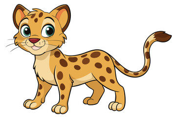 Cartoon Spotted Leopard Walking Isolated on White Background Cute Animal