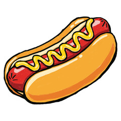 Delicious hot dog with mustard topping for a classic american snack experience illustration