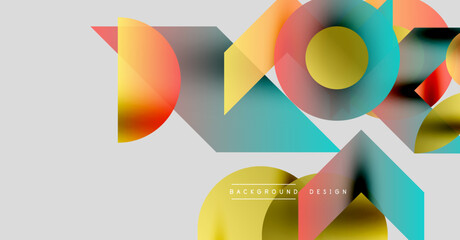 Obraz premium Abstract geometric shapes overlap, creating vibrant color gradients. Modern design elements suggest dynamic composition.