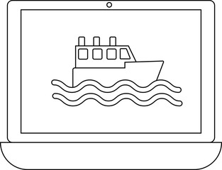laptop icon and ship icon with white background