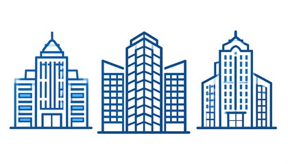 Obraz premium Three stylized line drawings of skyscrapers